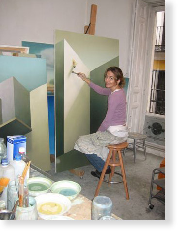 María Luisa de Mendoza pintando en su estudio