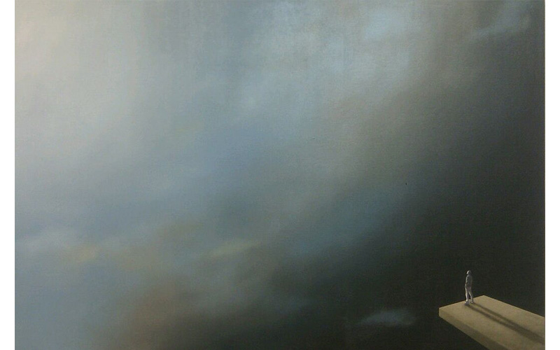 Un alto en el camino. 100x150cm. Cuadro metafísico