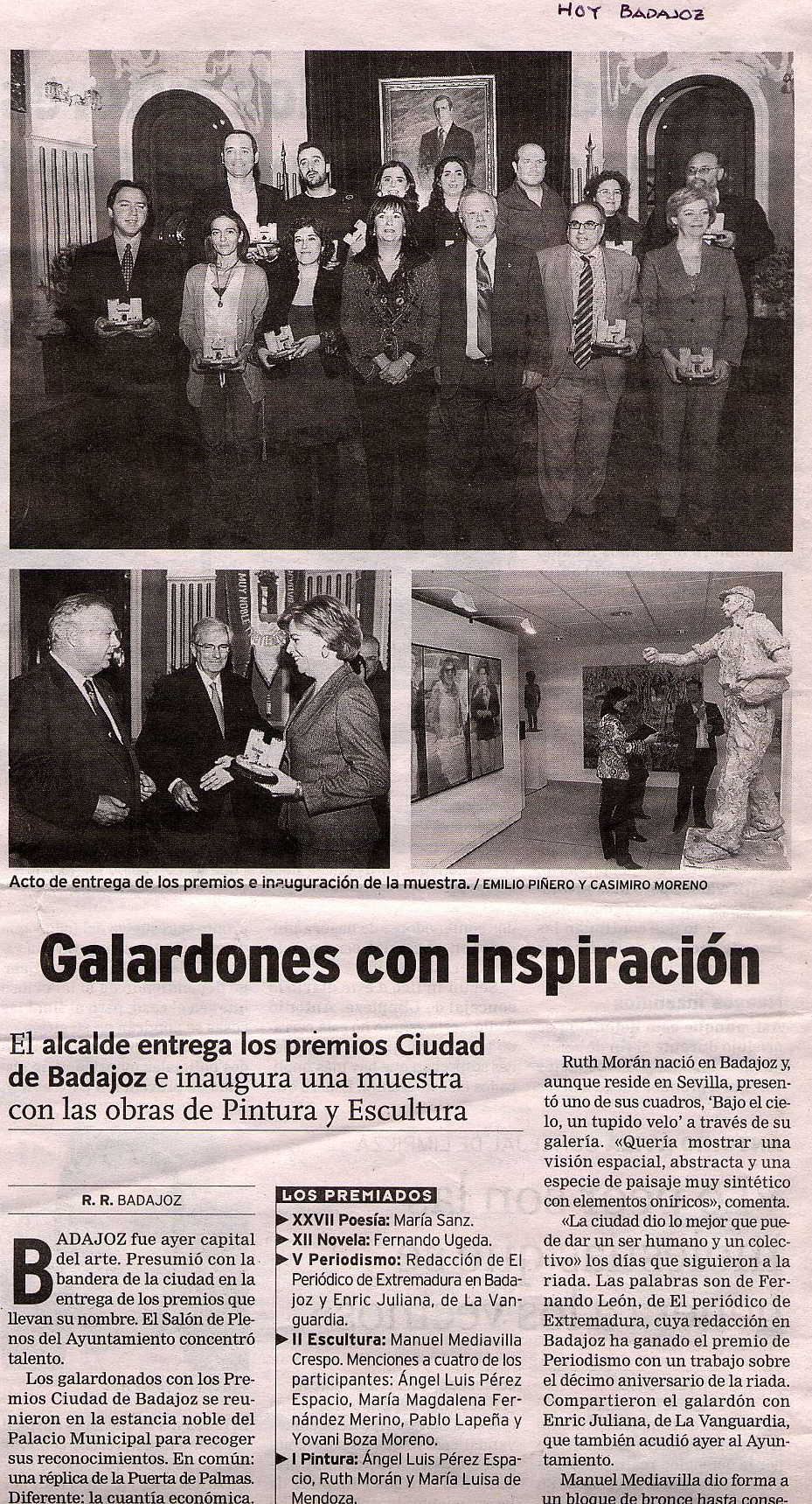 Hoy, Badajoz: Badajoz Painting Competition awards